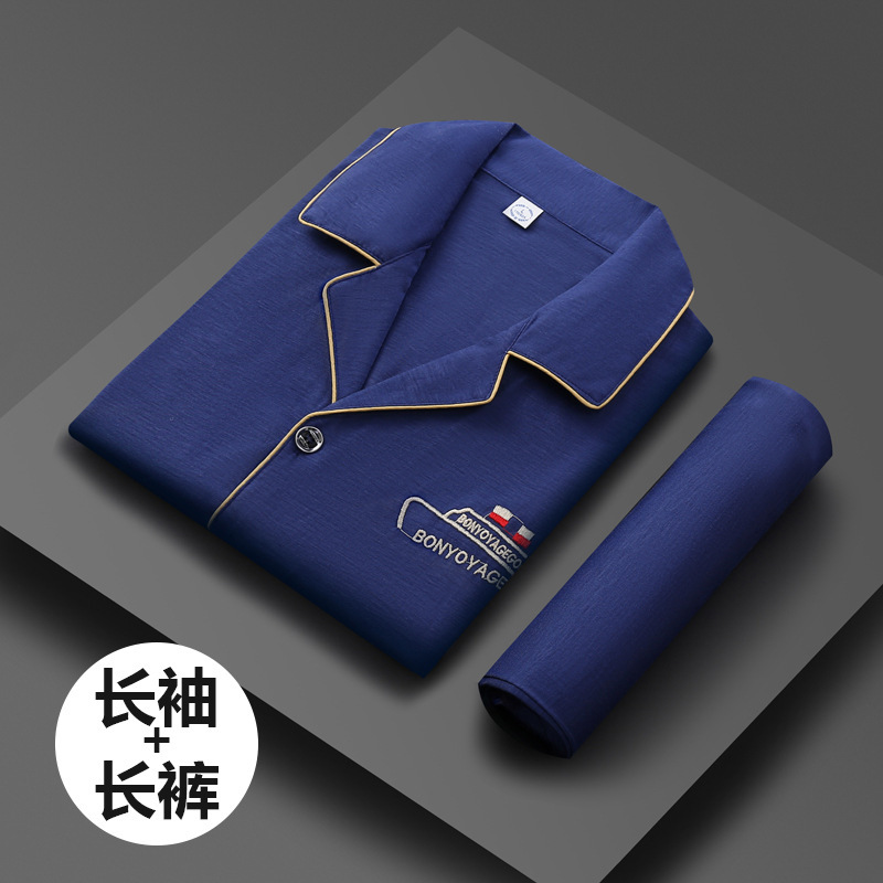 Primavera y otoño de los hombres 100% algodón pijamas juventud casual desgaste traje más tamaño manga larga se puede usar fuera