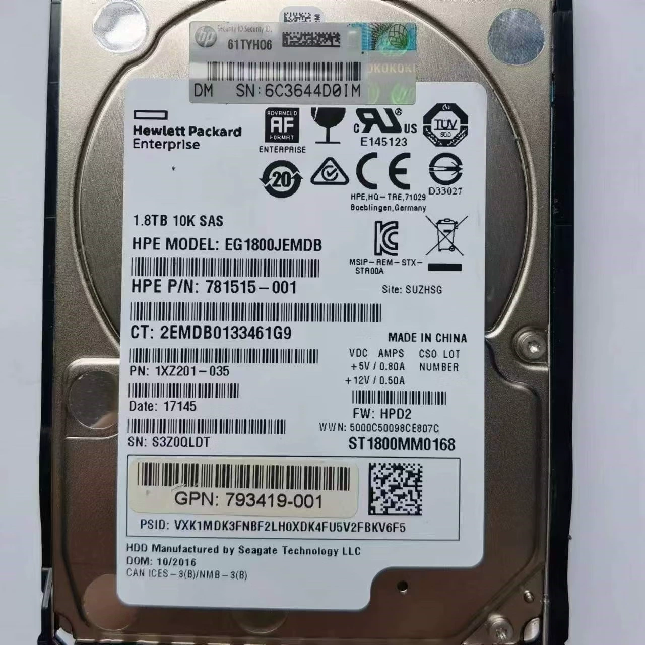 Подходит для HP HP 1.8T12GBSAS2.5-дюймовый 10K жесткий диск сервера эффективный выделенный сервер