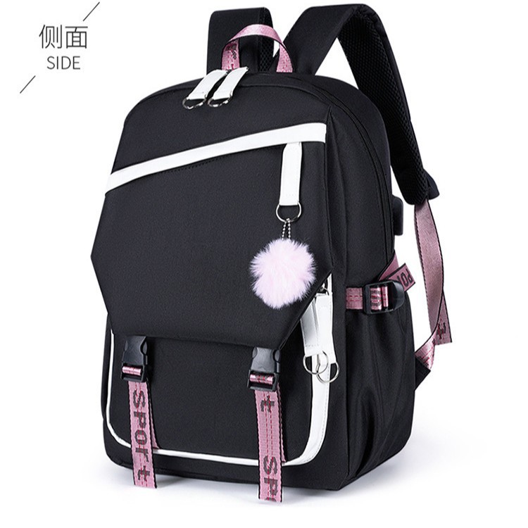 New printed backpack with contrasting colors, large capacity, suitable for students and casual use on campus