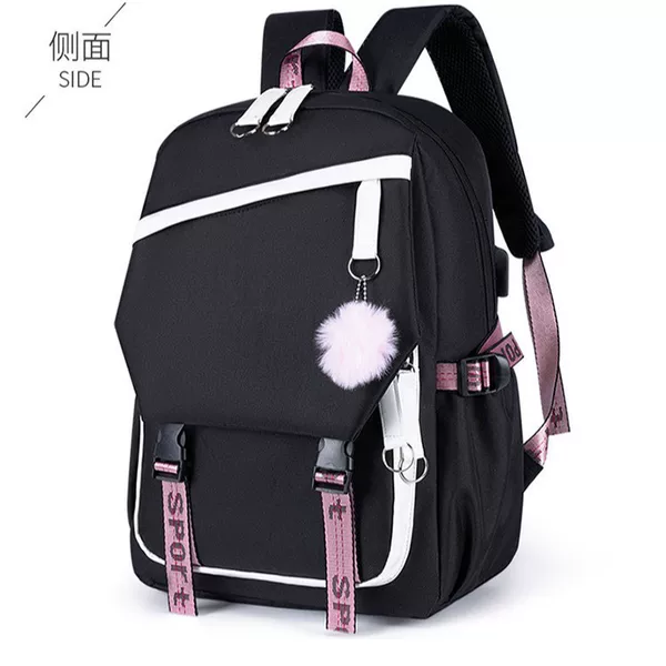 New printed backpack with contrasting colors, large capacity, suitable for students and casual use on campus