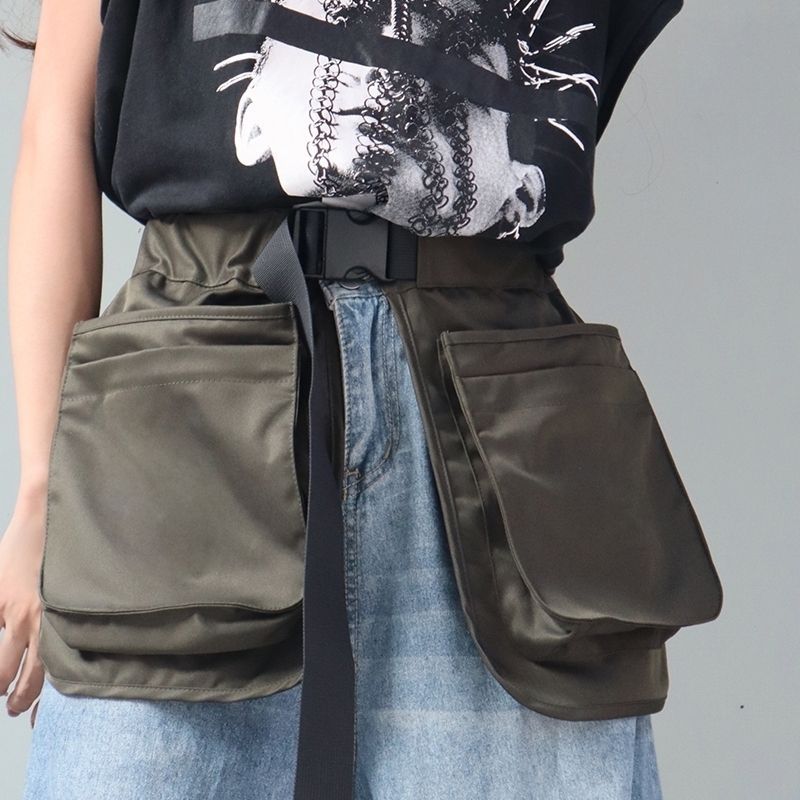 Amazon transfronterizo lienzo delantal medio-longitud cintura corta cintura bolsa todo partido jardinería ropa de trabajo herramientas delantal al por mayor