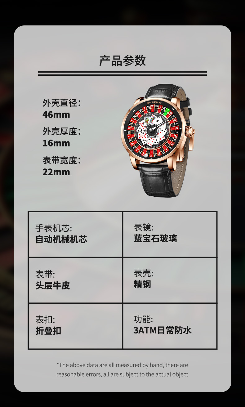Đồng hồ nam automatic lộ máy mặt số trò chơi roulette — Thẻ đỏ da đen, Hồng nhãn đỏ da xanh, Hồng đỏ thẻ xanh da, Hồng da đỏ vành đai lưới chi tiết 5