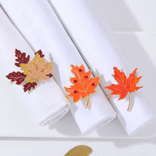 Spot wholesale rhinestone Maple napkin ring napkin buckle hotel table model room decorative leaves napkin ring