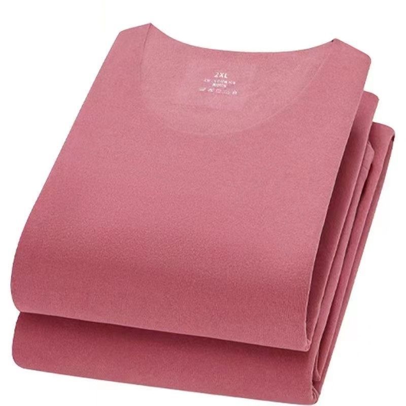 De Rong Thermal Underwear Women's Autumn Clothes suit Plus Fertilizer Plus fleece-lined Thickened Base Clothes Double-sided Sanding Home Clothes Winter