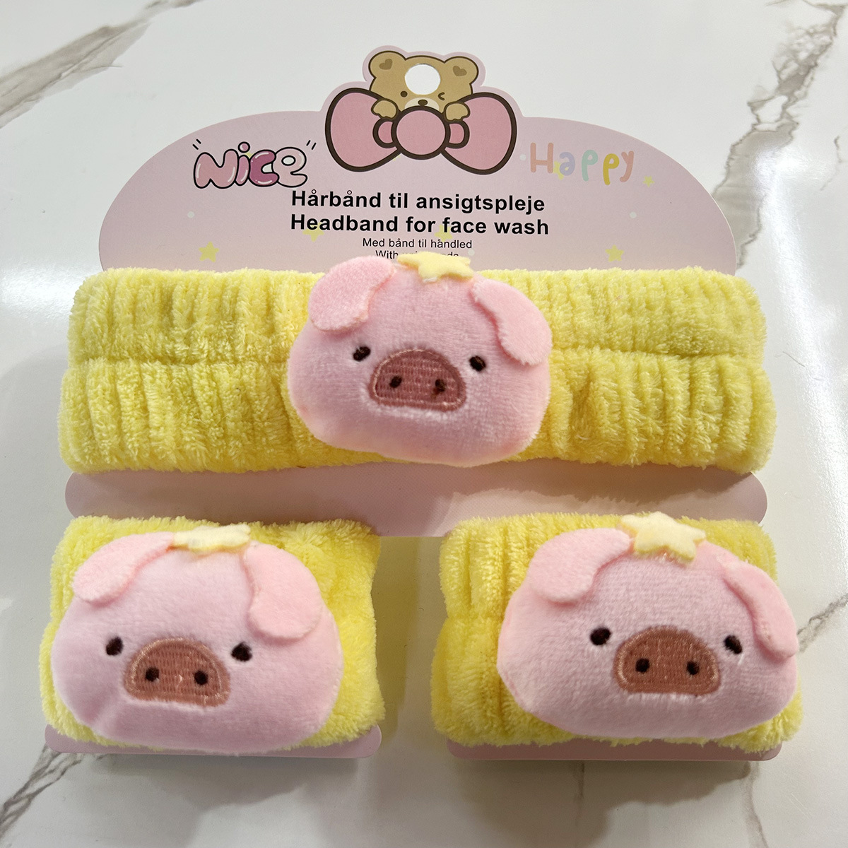 Banda de cabello de moda con tarjeta de papel dulce decoración de animales pequeños de peluche de lavado banda de cabello de dibujos animados correa de muñeca tridimensional