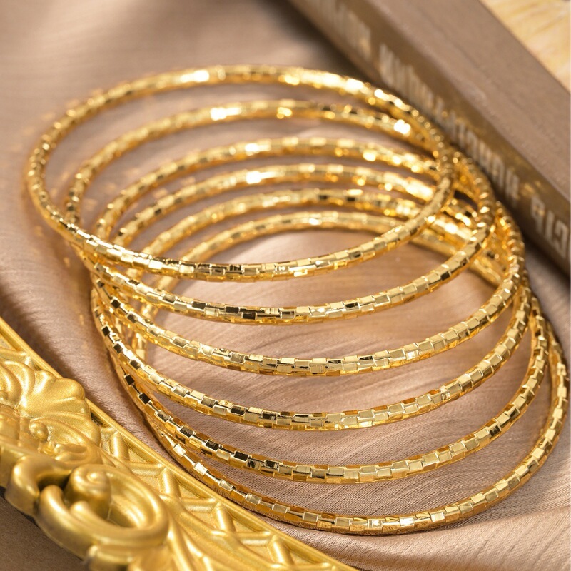 Middle Eastern cross-border 24K gold laser-carved ultra-shiny bracelet, Dubai European and American bridal wedding jewelry, bohemian style
