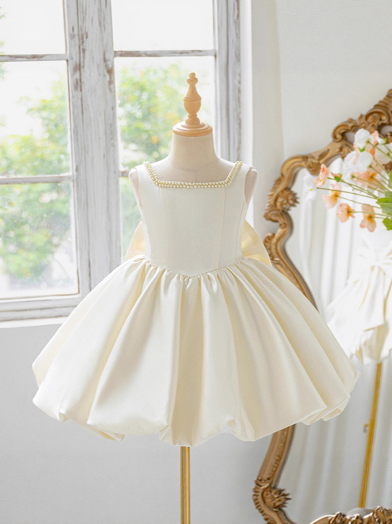 Faldas para niñas europeas y americanas, vestidos para niños, vestidos de princesa, vestidos de satén con lazo, vestidos de pasarela para niñas, vestidos de piano