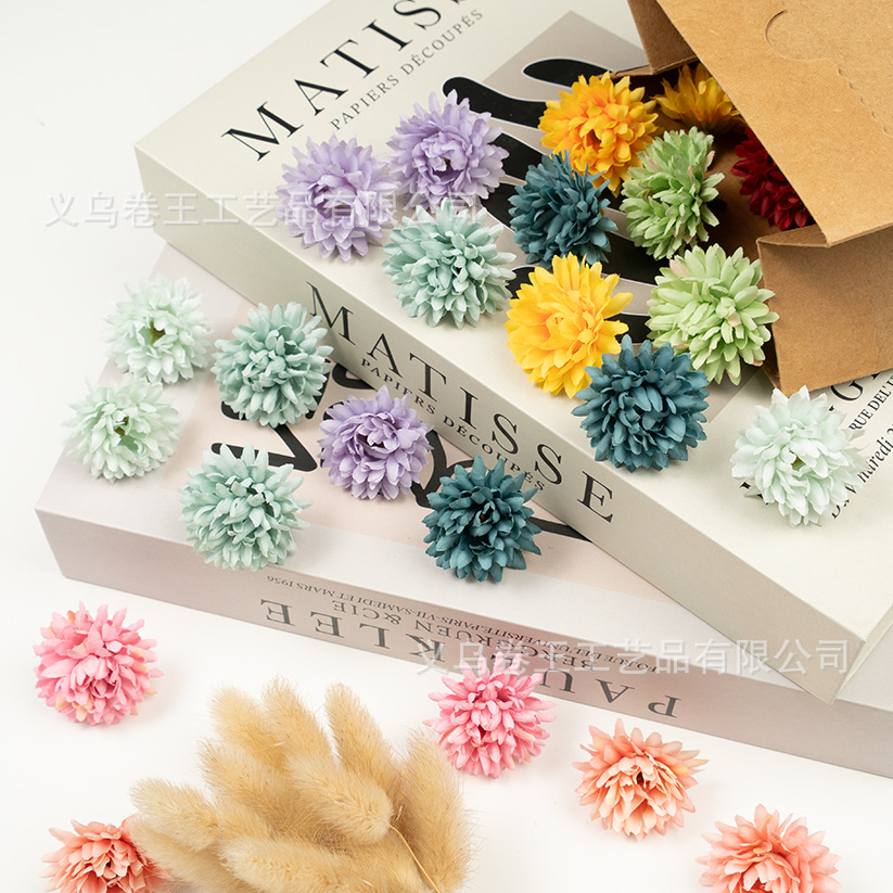 simulation 4cm lasagna ball chrysanthemum head diy wedding wedding home decoration hairpin headdress shoes straw hat decoration