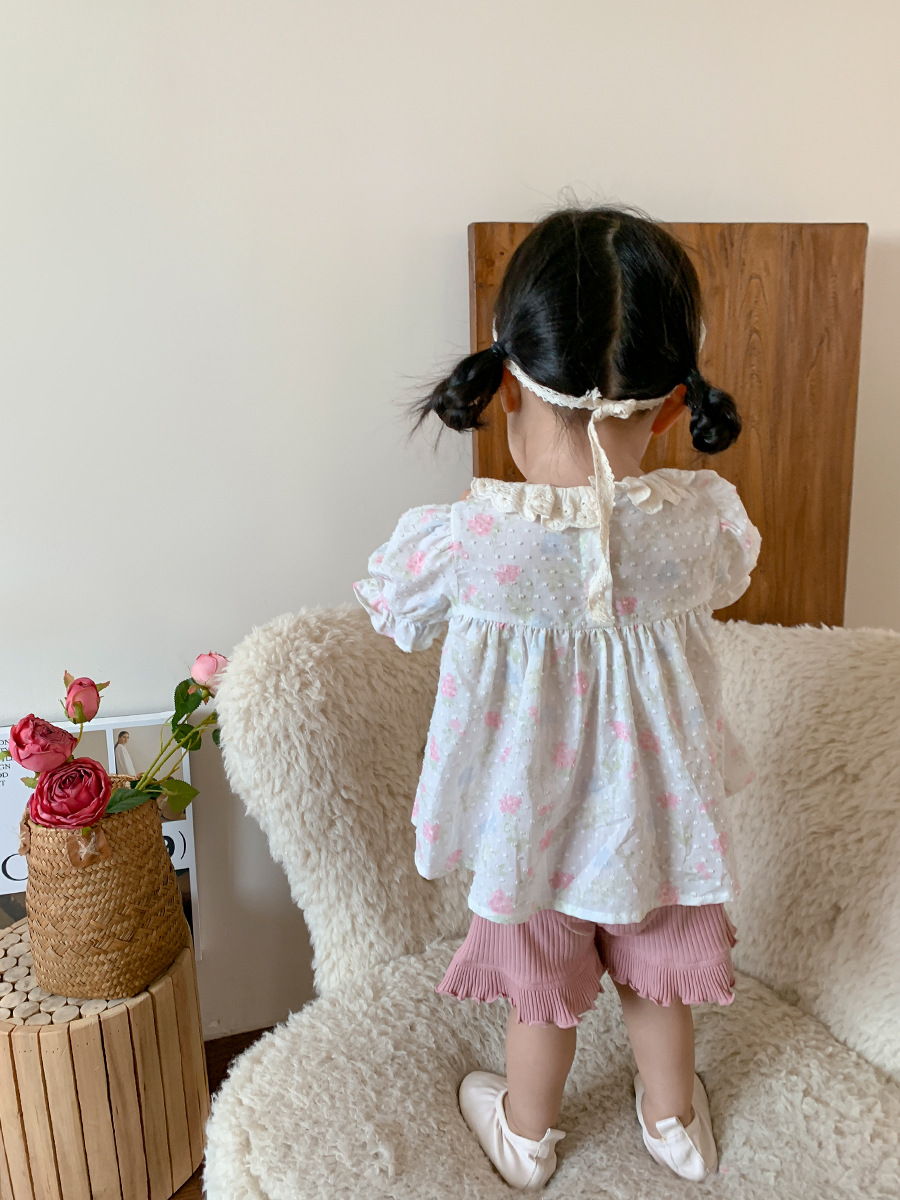 Camisa de bebé 2024 verano nuevo estilo para niños estilo coreano camisa de bebé estilo occidental niña camisa de manga corta ropa de bebé femenino