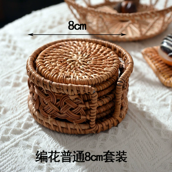 Rattan round set (ordinary braided flowers) 8cm (set of six pieces)