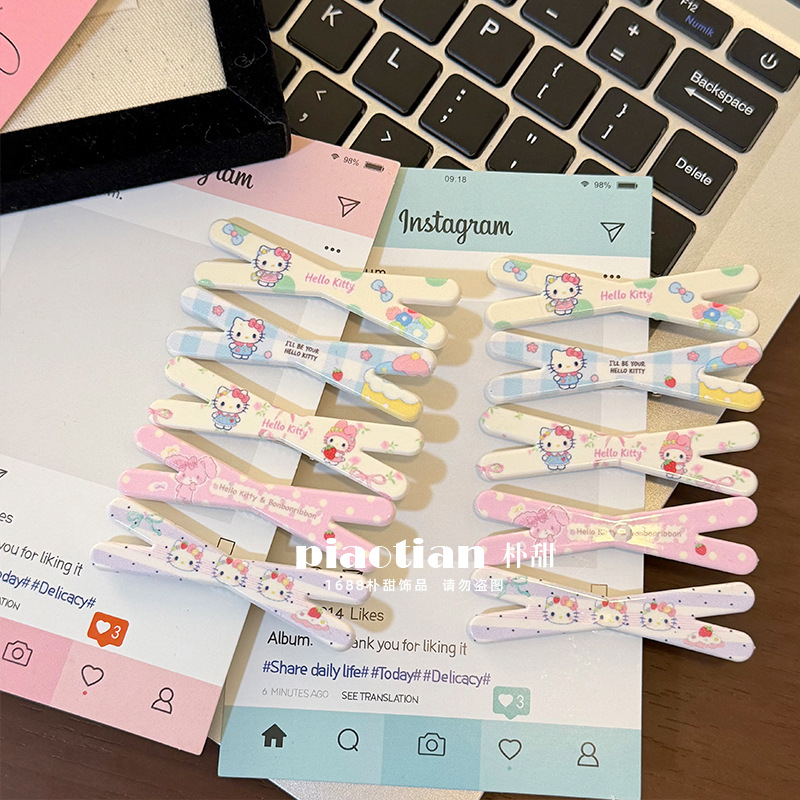 New Sweet Girly Heart-Shaped Hair Clip with Floral Design for Side Bangs, Cartoon Versatile Ins-Style Hair Accessory