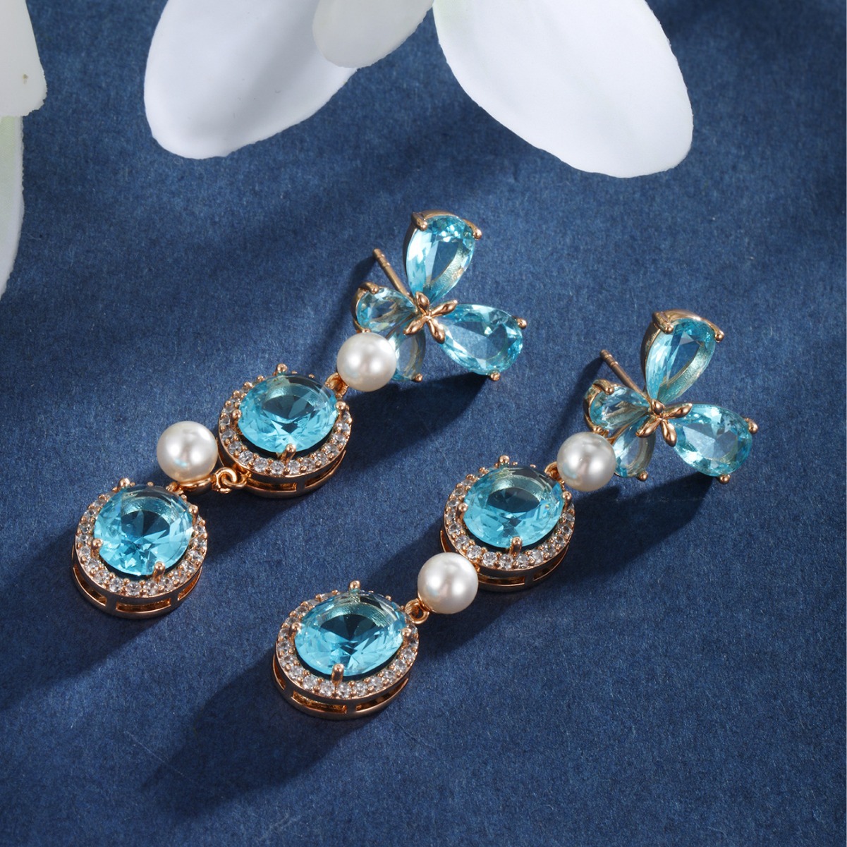 Xuping joyería colectiva serie de gemas artificiales mariposa pendientes oval retrógrados franceses de alta calidad pendientes de temperamento mujeres
