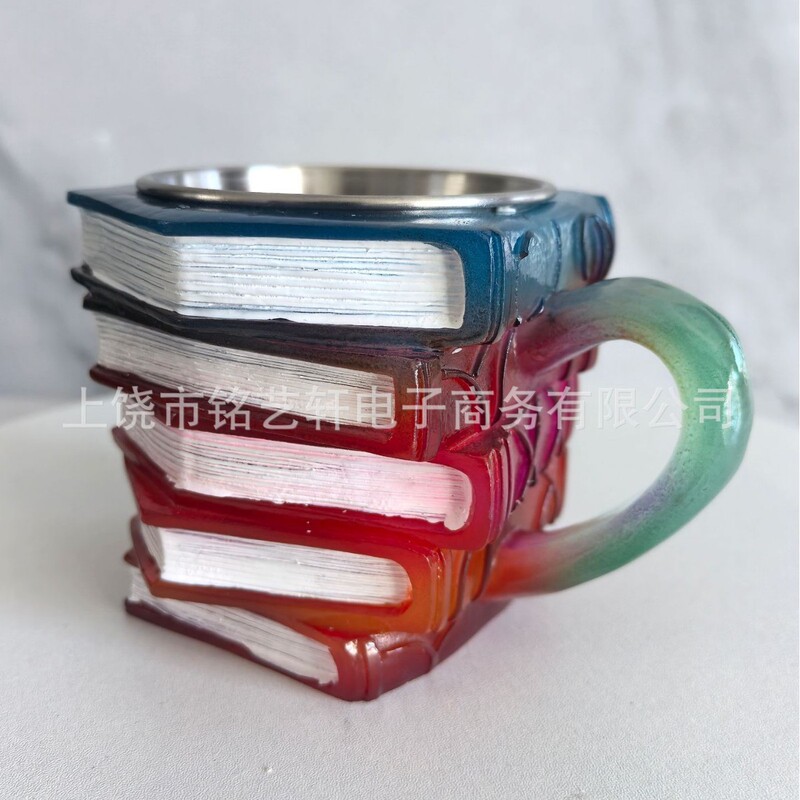 跨境爆款Painted Book Mug书杯马克咖啡水杯树脂装饰礼品彩绘礼物|undefined