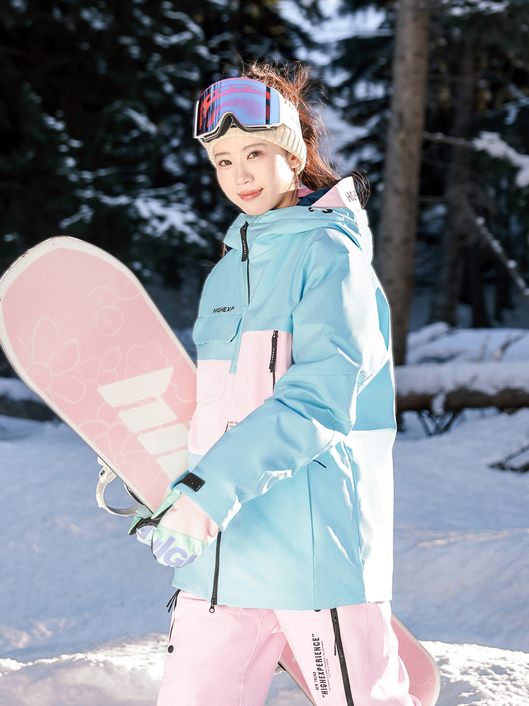Nueva chaqueta de snowboard de alta gama para mujer, impermeable, cortavientos, cálida, chaqueta de exterior para hombre con doble capa y algodón añadido, transfronteriza.