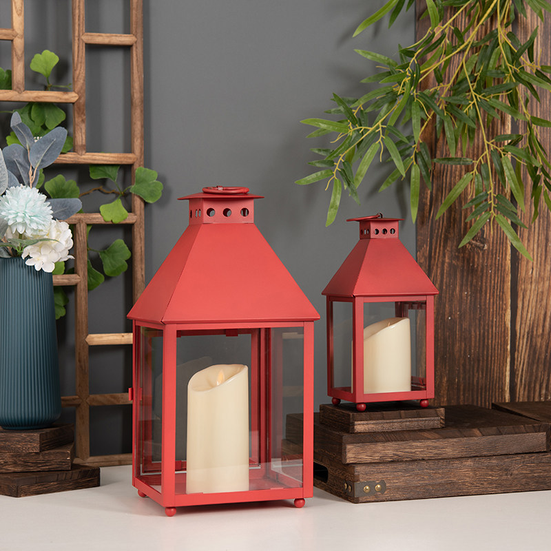 European-Style Retro Red Wedding Candle Holder, Kerosene Lampshade, Windproof Lantern, Soft Decoration, Prop for Photography European-Style Retro Red Wedding Candle Holder, Kerosene Lampshade, Windproof Lantern, Soft Decoration, Prop for Photography