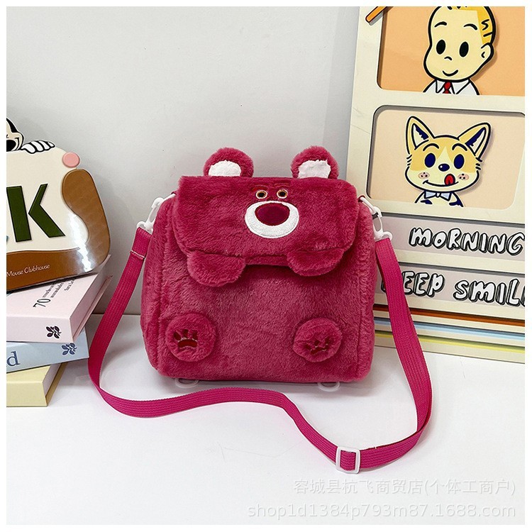 メーカー卸売ベルベットバッグ玩具クロミ斜めショルダーバッグいちご熊ぬいぐるみ日系ハンドバッグサンリオ|undefined