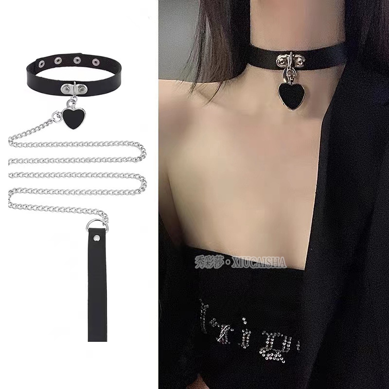 Maid Chain Collar with Traction Rope, Yellow Neck Belt for Couples — detail image 2