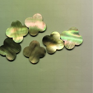 Four-Leaf Clover Natural Gray Shell Cz Diamond Wuzhou Artificial Gemstone Factory Cross-Border Drop Shipping Gemstone Craft Jewelry