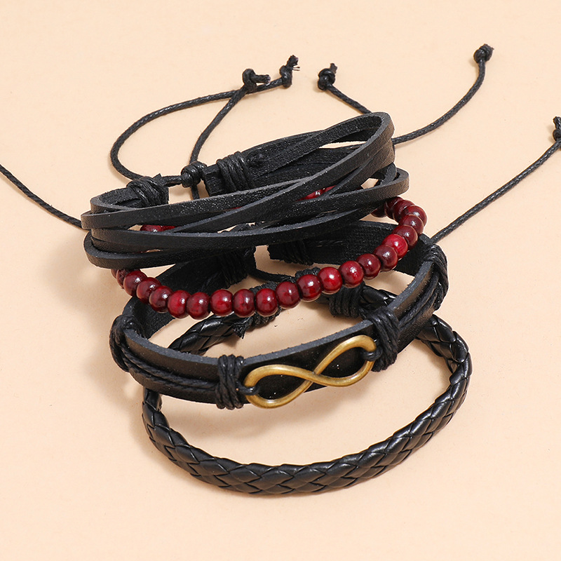 retro woven leather bracelet set