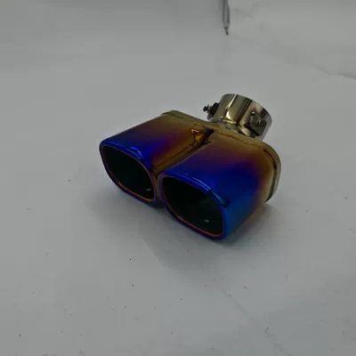 U-Type Stainless Steel Blue-Plated – Exhaust pipe - 01-42001l-blue-square-double-outlet