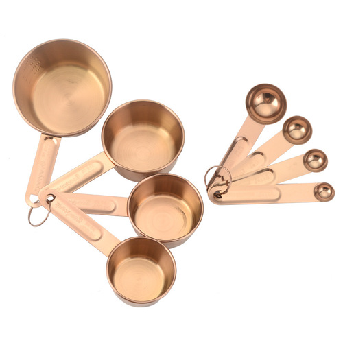Cross-border wholesale baking tools stainless steel measuring cup dessert metal coffee milk powder measuring spoon with scale