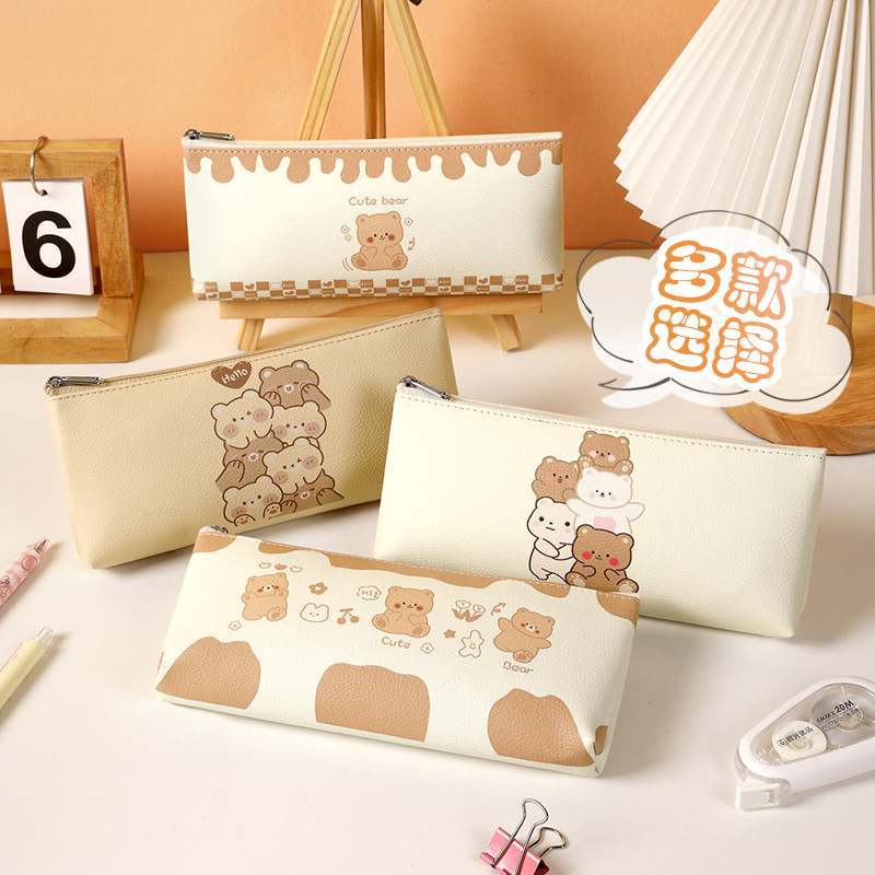 Bolsas de lápiz creativas lindas bolsas de lápiz con cremallera de oso bolsas de papelería bolsas de maquillaje