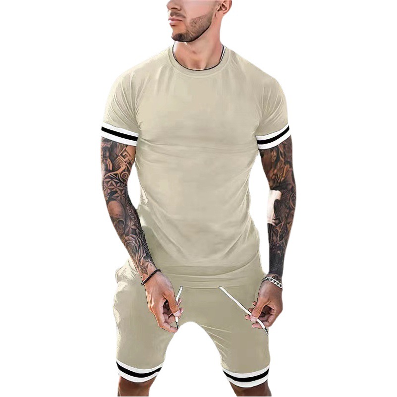 2023 Estación independiente Amazon pantalones cortos de manga corta de dos piezas Deportes Ocio juventud traje europeo y americano