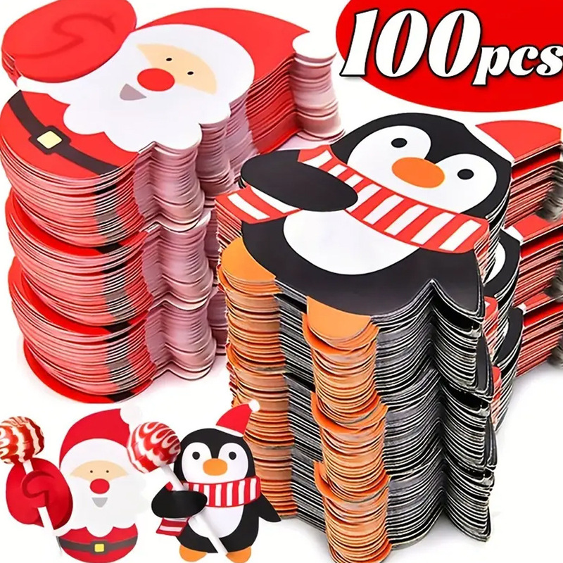 クリスマスキャンディープレゼント包装サンタクロースペンギンロリポップ紙カード装飾カード50枚|undefined