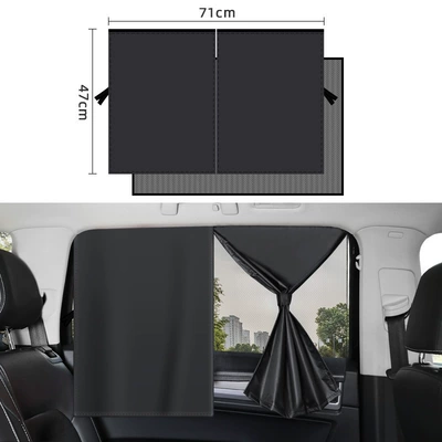 Car curtains protection heat insulation cloth cover - double-layer-black-mesh-back-row-single-piece-10-strong-magnets