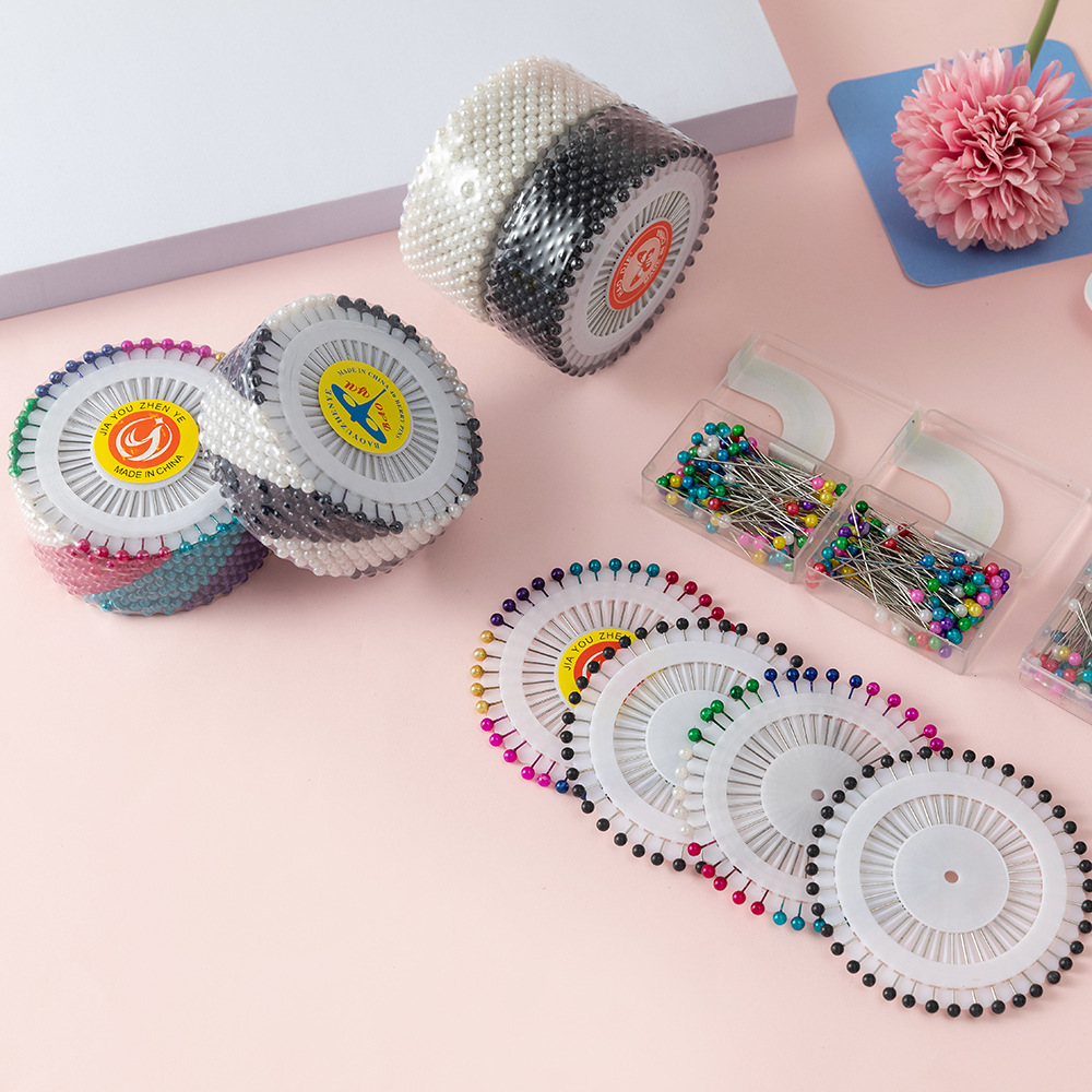100 piezas de joyería fija aguja nacarado decorativo color en caja aguja de cuentas en forma especial pin hecho a mano DIY posicionamiento de corte
