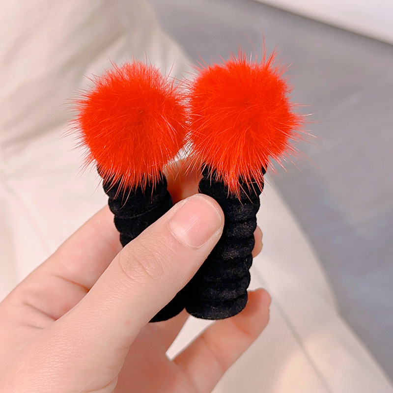 Felpa Año Nuevo accesorios para el cabello para niños línea telefónica rica banda para el cabello cuerda para el cabello Velvet Cherry Bow banda de goma banda para el cabello