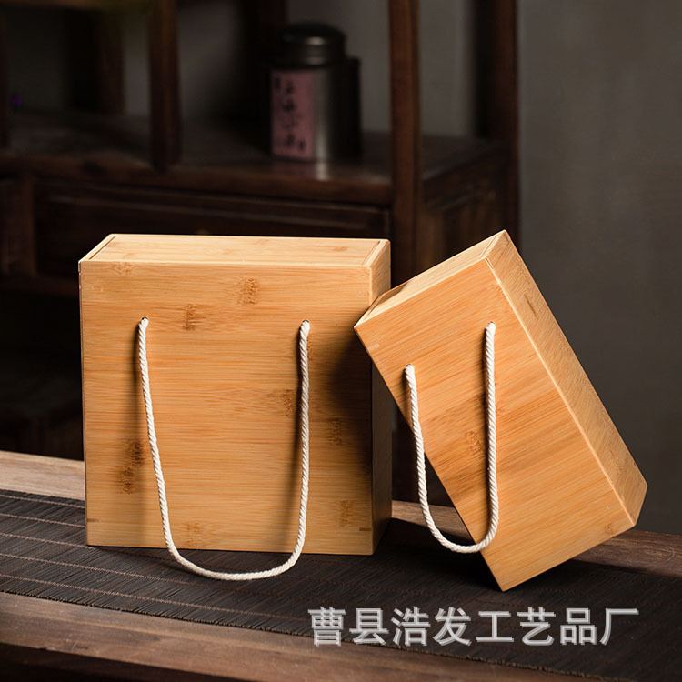 新款竹木白酒盒可手提单双支装白酒坛包装盒实木喜酒瓶收纳礼品盒