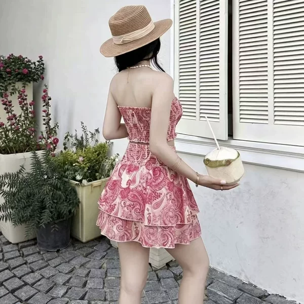 Amazon Cross-Border Backless Sexy Suit for Women 2026 New Summer Short Tube Top and Skirt Two-Piece Set