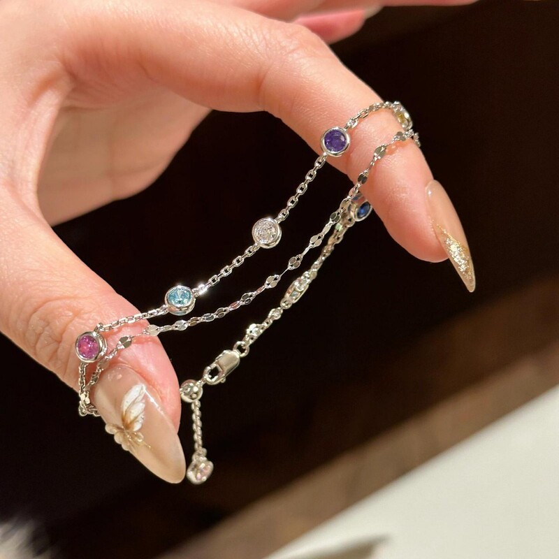 New Fashionable, Exquisite and Versatile Colorful Dopamine Bubble Double-Layer Bracelet, Light Luxury and High-End Niche Temperament Hand Jewelry