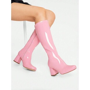 H 16168 Square Toe High Heel Boots ���^�߸�ѥ �W���羳