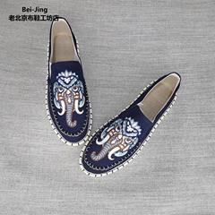 Spring and Autumn Old Beijing Cloth Shoes, 1000-layer soles, low-top breathable men's shoes, lazy one-pull-on driving Hanfu shoes