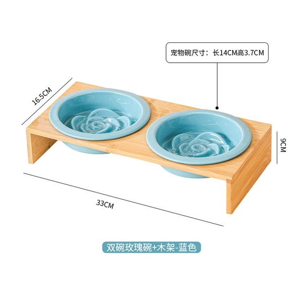 Floral Turquoise Blue Double Bowl