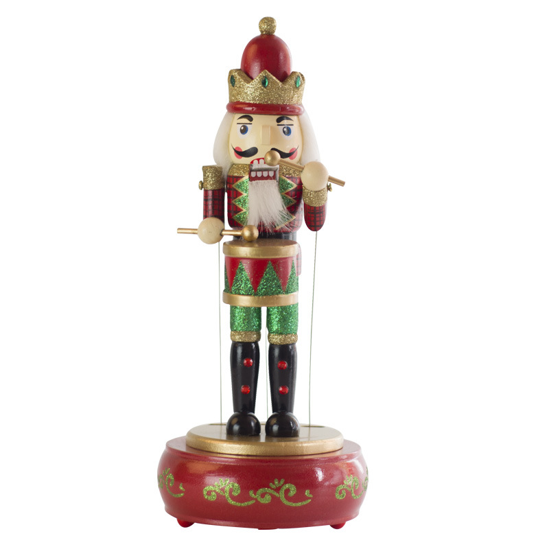 Navidad regalos navideños cascanueces caja de música giratoria artesanía decoración casera madera caja de ocho tonos