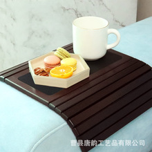 竹制客厅沙发扶手杯垫 方形可折叠下午茶杯垫木质零食点心餐垫