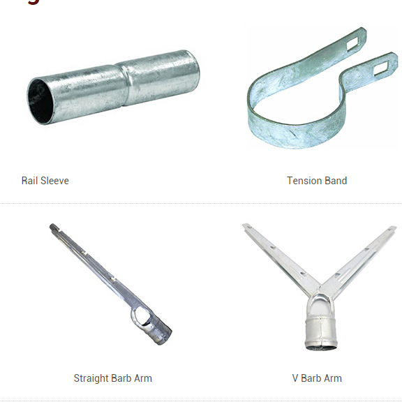 Anping fabricante galvanizado en caliente o soporte de brazo único para instalación de cuerda de púas rociada