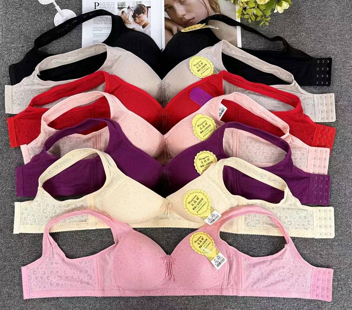 Bra de ropa interior de madres transfronterizas delgado de mediana edad sin anillo de acero cómodo bra de algodón reunido gran taza gran lote de bra