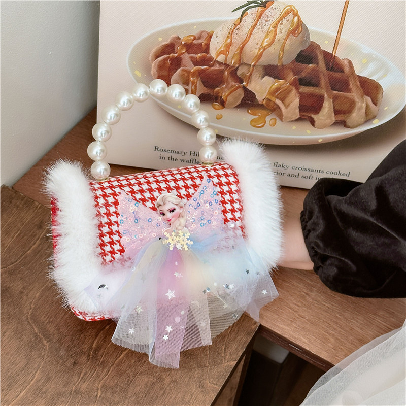 Lindo de los niños de Año Nuevo de moda rojo de la Perla bolso de moda del todo-fósforo de la cadena de bolsa de mensajero de las niñas Cambio de bolsa de hombro