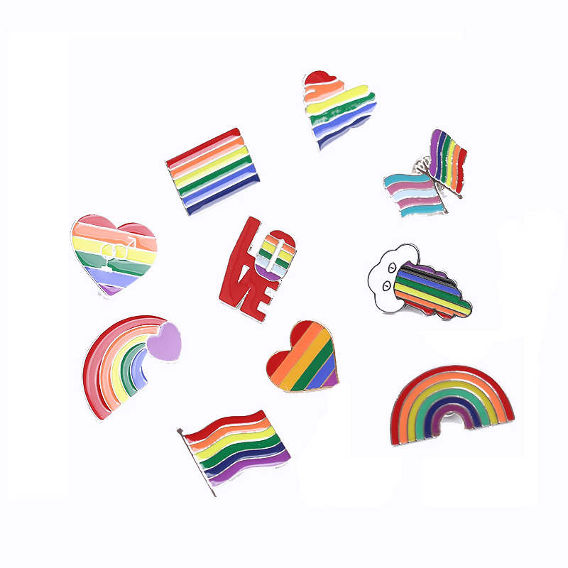 Heart Bridge Sheep Rainbow Flag Alloy Brooch Lapel Pin Accessory_voghion.com