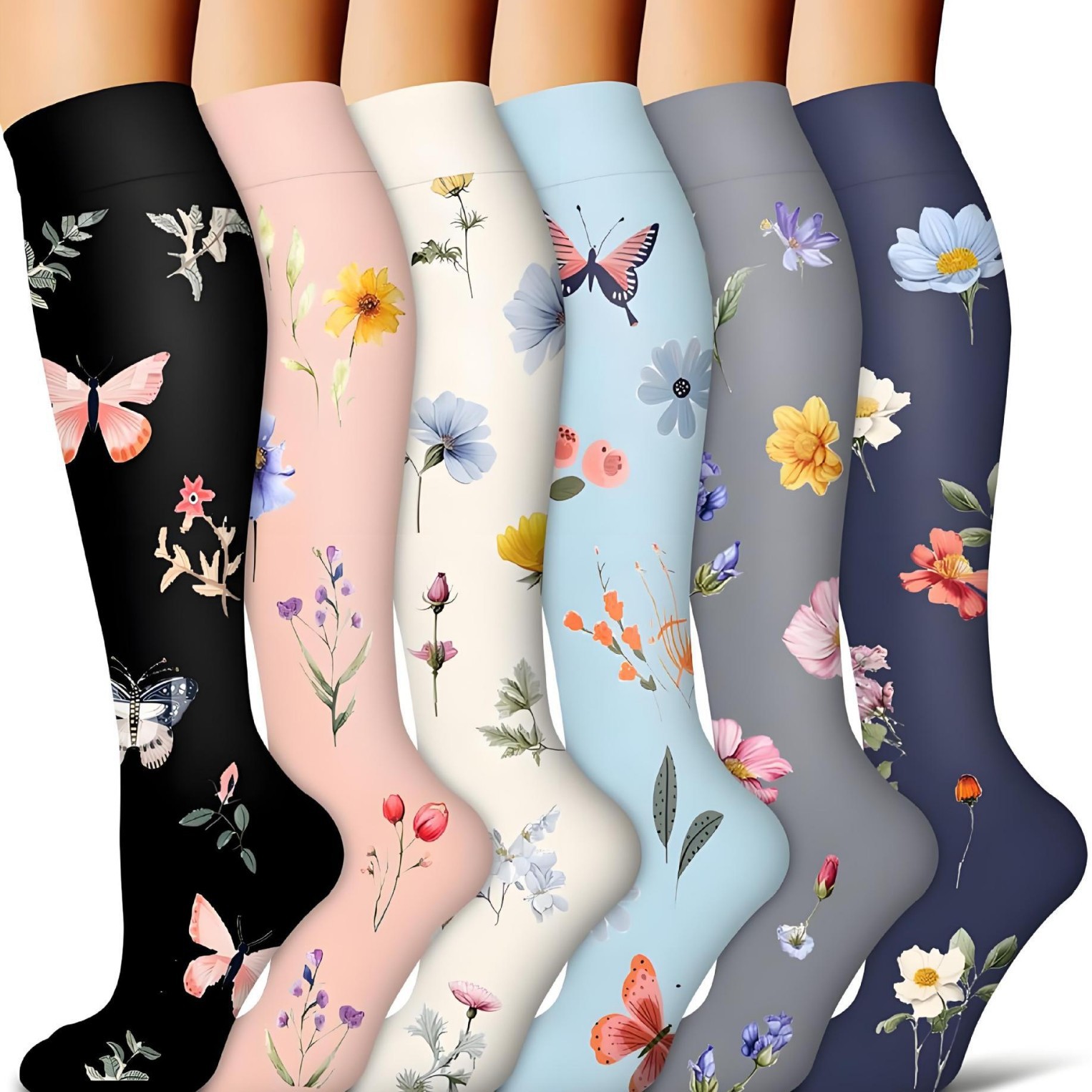 Calcetines de compresión transfronterizos Calcetines de pantorrilla Calcetines elásticos Deportes Ciclismo Correr Calcetines de yoga Calcetines de compresión de tubo largo para hombre Spot para mujer