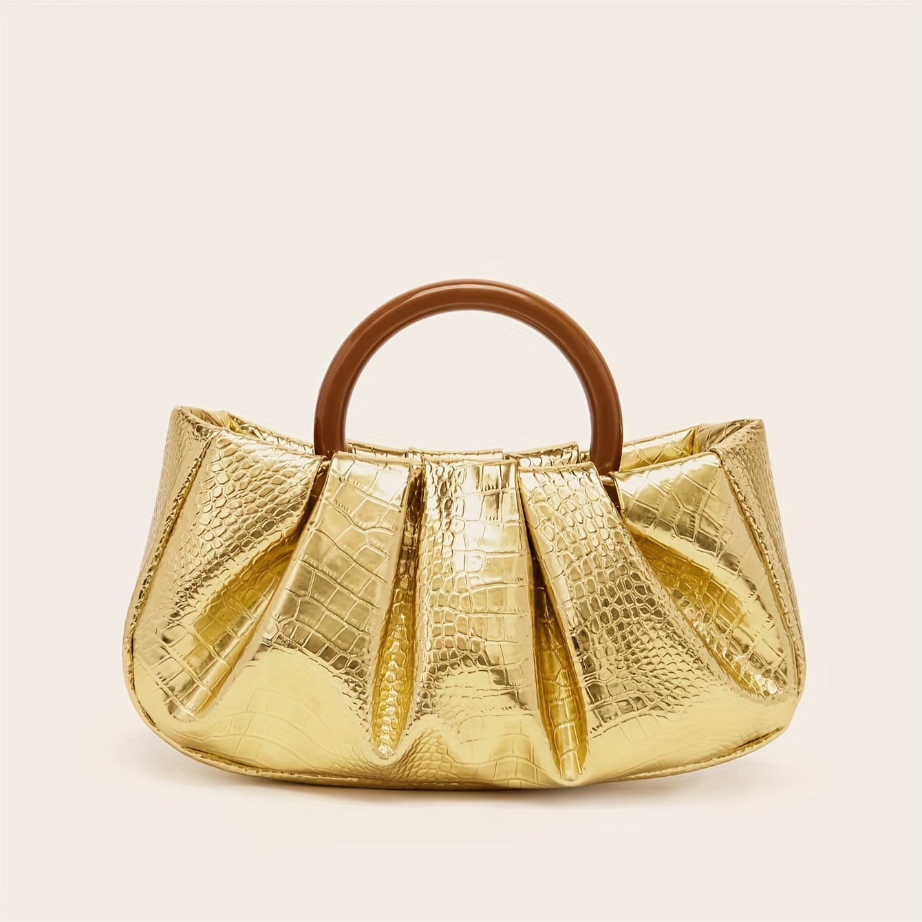 198g Weight Polyester Lining Material Magnetic Buckle Closure Type Top Handle Strap Type Evening Bag Bags Type Casual, Party, Shopping Occasion Pu Leather Material Solid Color Pattern All Seasons Season Women's Gender Elegant Style Cloud Shape Shape Gold Silver Green Pu Leather Solid Color Cloud Shape Evening Bags 6