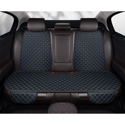 Universal single piece leather three-piece — Seat cushion, seat cover - four-pointed-star-black-blue-waist-back-row