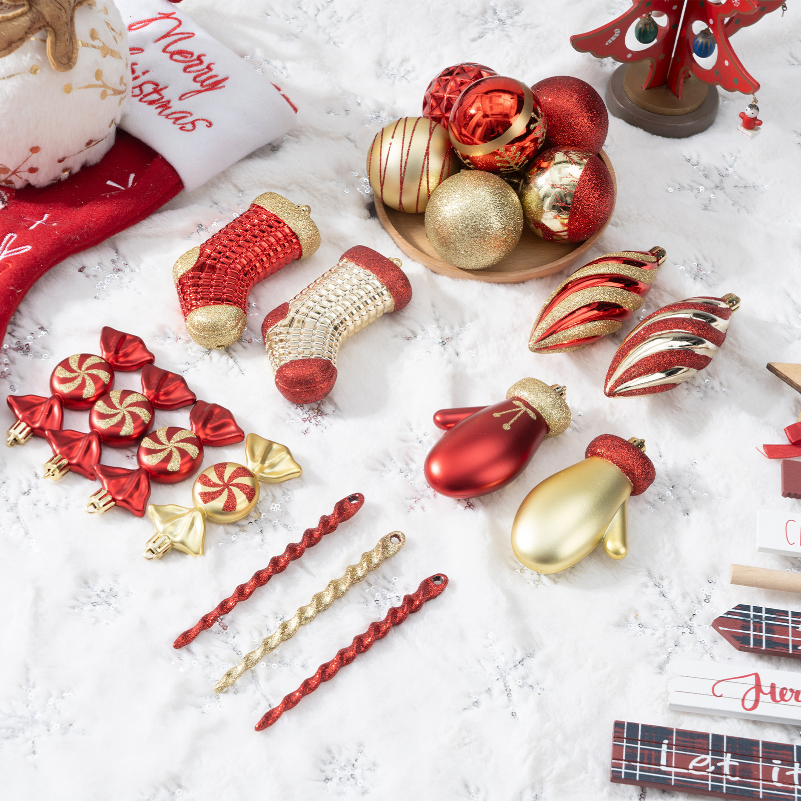 Navidad nuevo 87PCS set de bolas de Navidad galvanizadas dibujadas a mano en forma de árbol de Navidad colgante bola decorativa