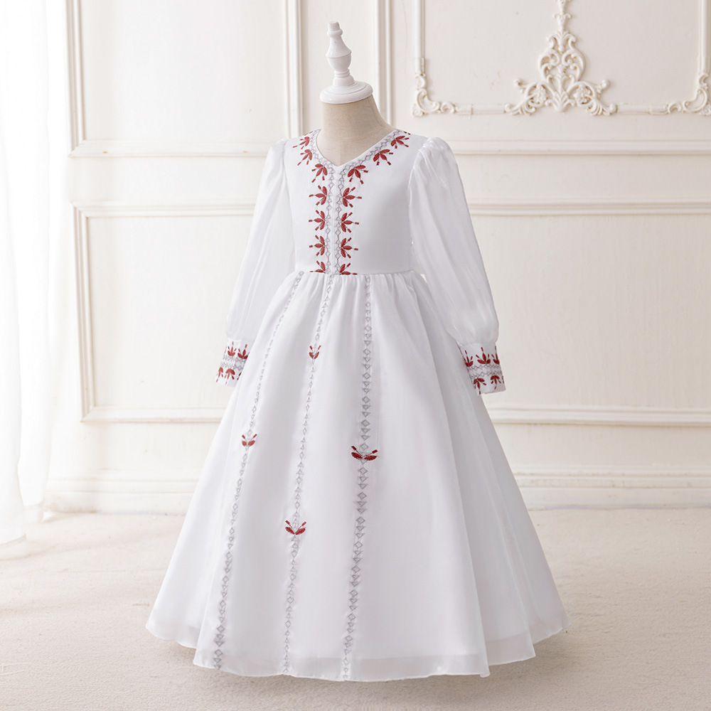 Transfronterizo amazon vestido infantil vestido de princesa nuevo bordado transpirable niñas vestido de comercio exterior largo para niños