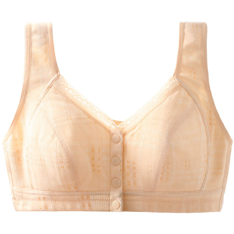 Ropa interior de la madre verano de las mujeres delgada hebilla frontal sujetador inalámbrico de mediana edad y ancianos mujeres más tamaño chaleco push up bra