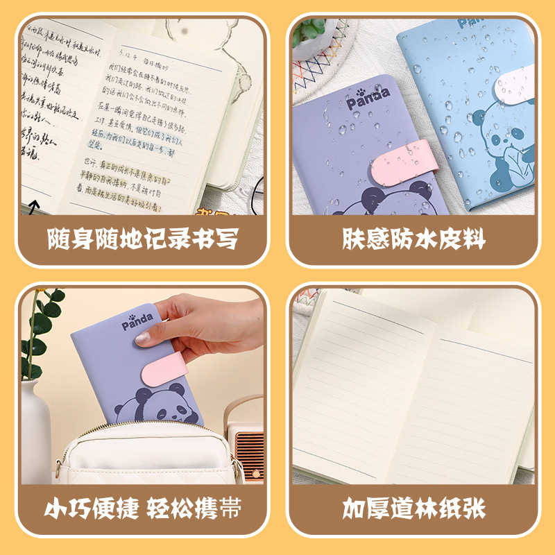 Panda hebilla pequeña cuaderno personalizado A6 portátil de bolsillo mini cuaderno de alto valor de cara diario